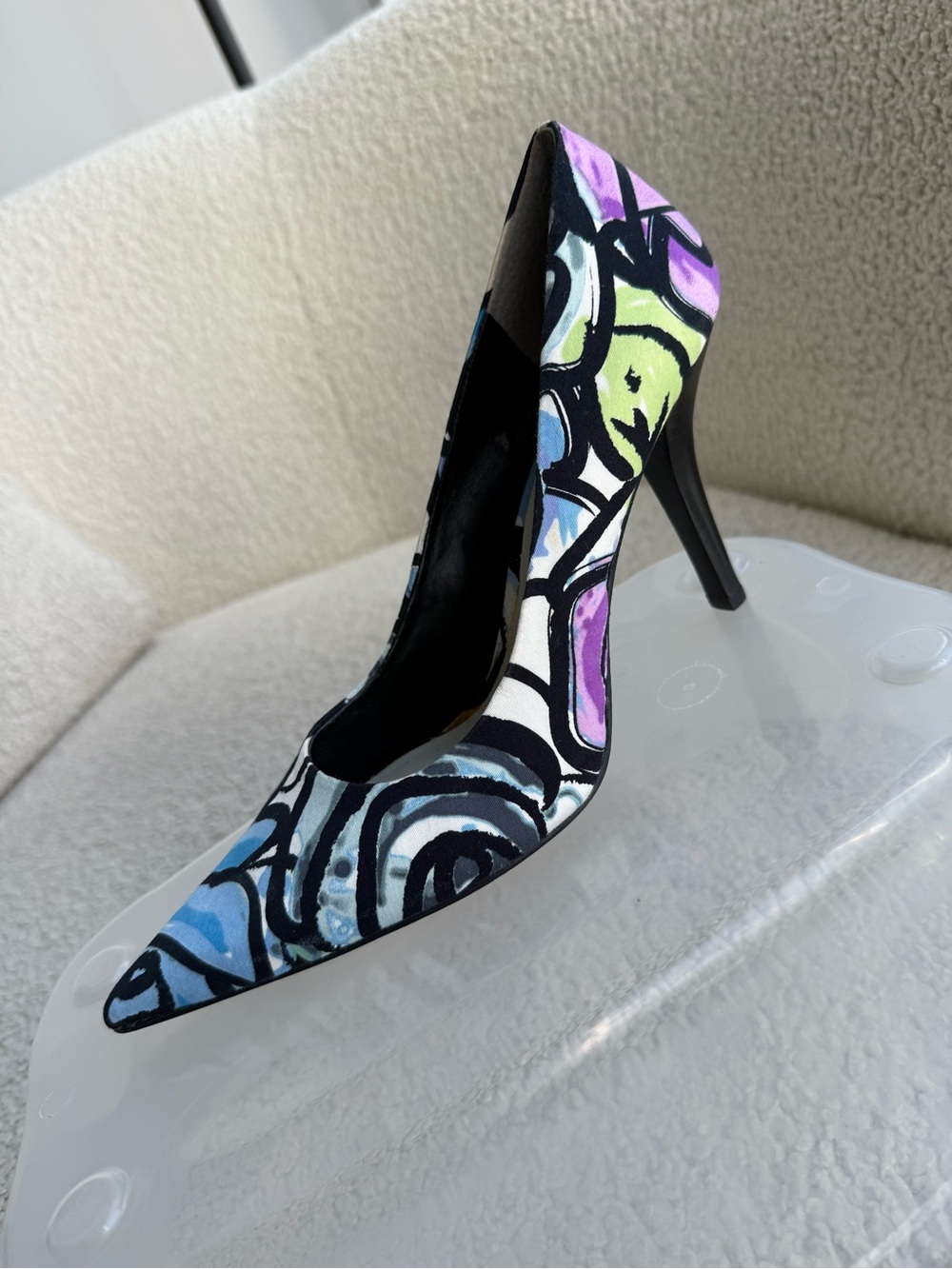 Nine West Multicolor Abstract Print Pointed Toe High Heel